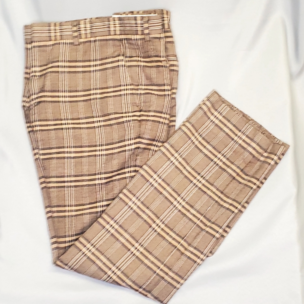 Burberry Mens Trousers Iconic 100% Wool Plaid Pattern size 36